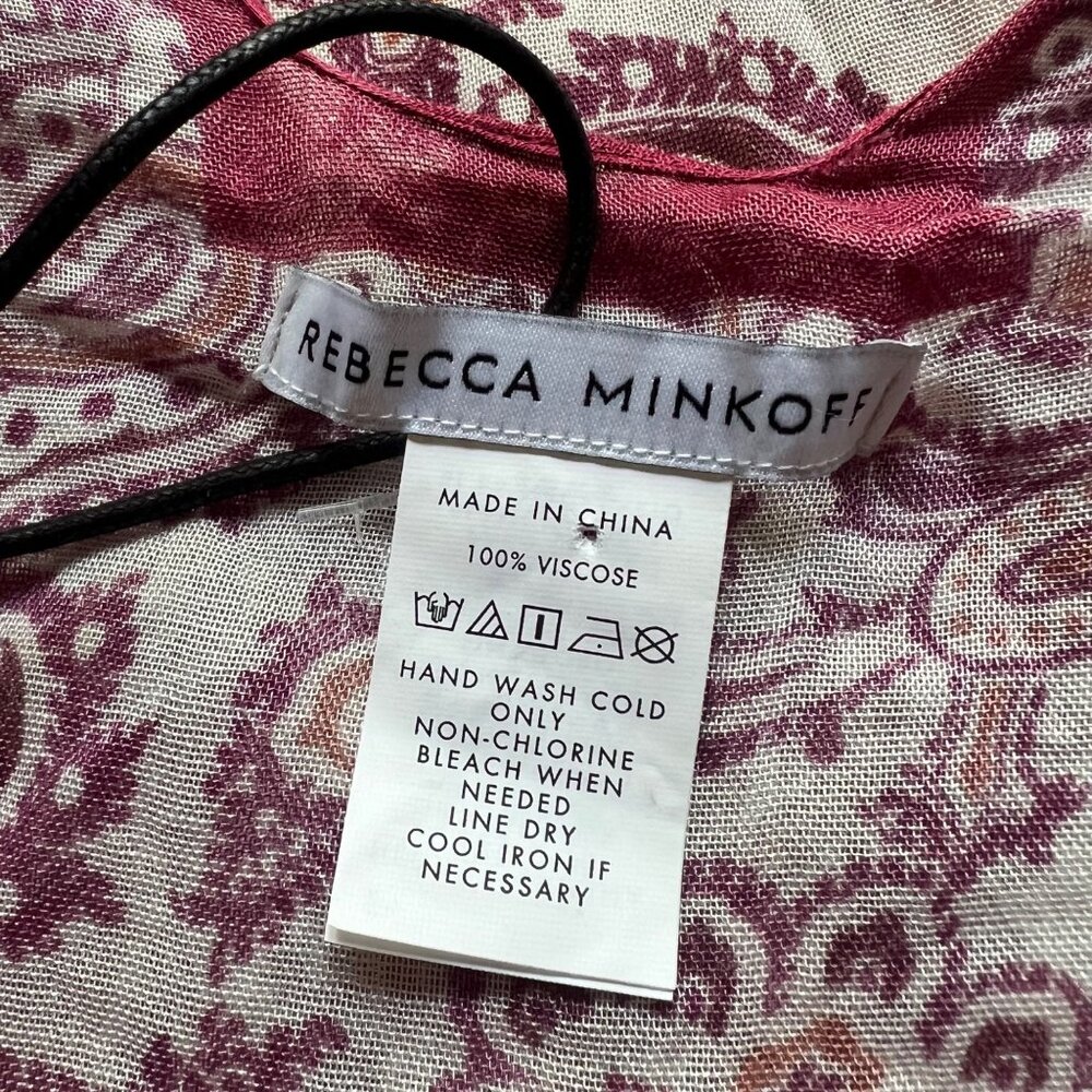 Rebecca Minkoff O/S NEW Pretty Paisley Ruana in Cherry Multicolor Cover Up Scarf - Picture 7 of 14